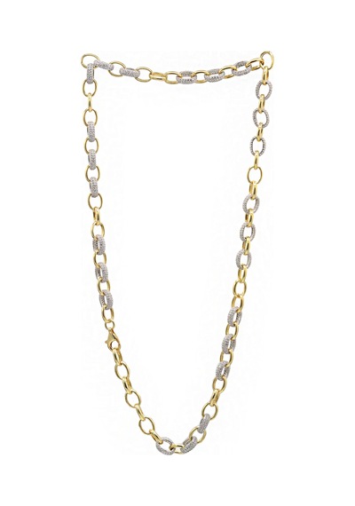 Zirkon Taşlı 925 Ayar Gümüş Gold Gurme Zincir İkili Set 201021769