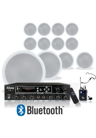 12 Li Tavan Hoparlör Seti-yaka Mikrofonlu Bluetooth Anfi Ses Sistemi