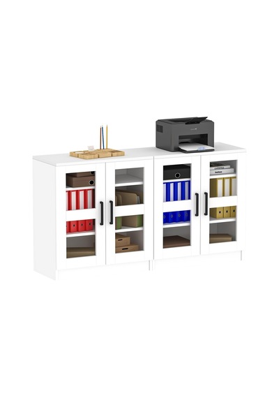 Dsd204-c-beyaz 4 Kapaklı Camlı Dosya Dolabı Çok Renkli