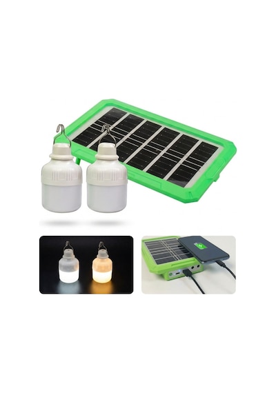 Panther Solar Güneş Enerjili Şarjlı Kamp Seti 2 Ampullü