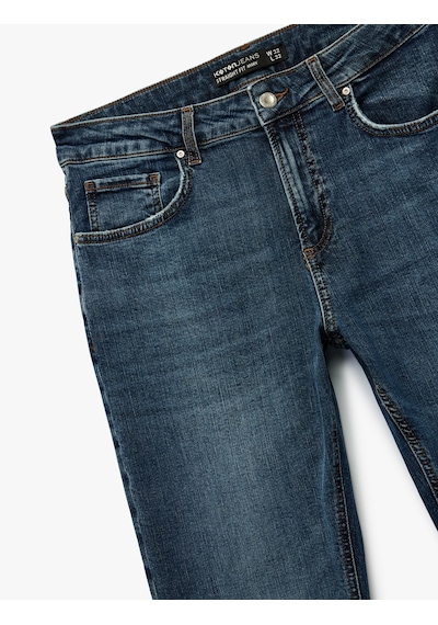Koton Pamuklu Normal Bel Straight Fit Jean Pantolon - Mark Jean Koyu İndigo 6sam40071nd