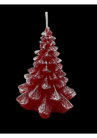 Yılbaşı Çam Ağacı Kırmızı Gümüş Mum 9 Cm Diğer