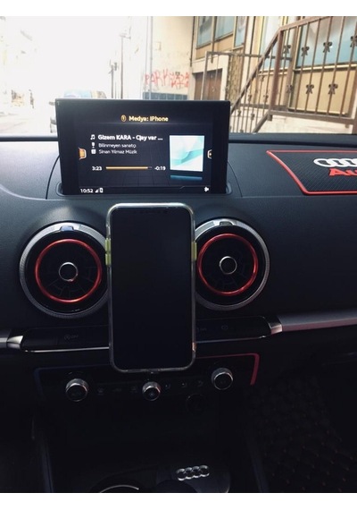 Audi A3 8V Sline 2013-2020 Alüminyum Mıknatıslı Telefon Tutucu Siyah