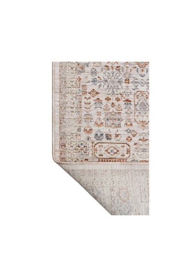 Sahra Collection Modern Vintage Desenli Eskitme Dokuma Yumuşak Salon Halısı Turuncu - Krem