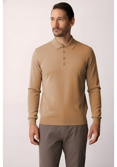 İgs Açık Kahve Standart Fit Dar Kalıp Polo Yaka Düz Uzun Kollu Triko-21903 Kahverengi İgs Açık Kahve Standart Fit Dar Kalıp Polo Yaka Düz Uzun Kollu Triko-21903 Kahverengi