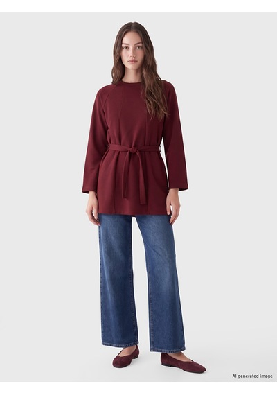 Lcw Modest Bordo Soft Touch Kadın Sweatshirt Tunik