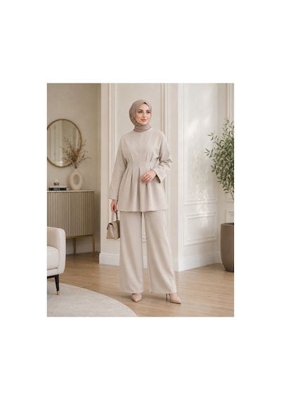 Unika Boutique Kadın Tesettür Takım Alt-üst İkili Takım Bej