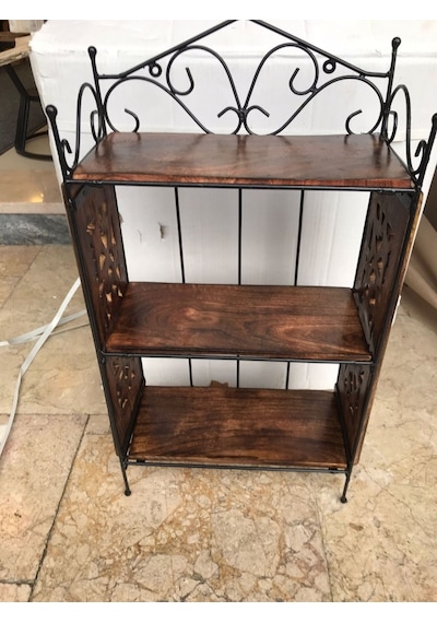Ahşap Ferforje Duvar Rafı 32x14x59 Cm. Kna608 Siyah