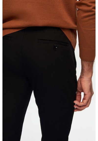 D'S Damat Slim Fit Beli Lastikli Bağcıklı Fermuarlı Likralı Rahat Jogger Pantolon 2HC03ORTJGR01 Siyah