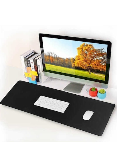Baskısız 90x30 Cm. Oyuncu Mousepad Kaymaz Taban Mouse Pad - Siyah