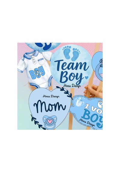 Mavi Erkek Bebek Baby Shower Konuşma Balonu Seti 8 Adet Büyük Boy