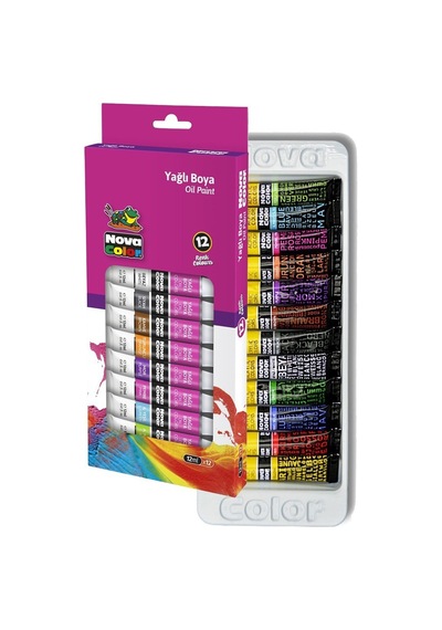 Yağlı Boya Seti 12 Renk 12 Ml 1 Paket Nova Color Yağlıboya 12 Li Seti Tüpte Canlı Renkler Çok Renkli
