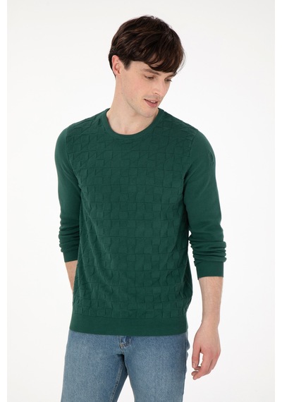 U.S. Polo Assn. Erkek Slim Fit Bisiklet Yaka Koyu Yeşil Basic Kazak 50288882-VR079 U.S. Polo Assn. Erkek Slim Fit Bisiklet Yaka Koyu Yeşil Basic Kazak 50288882-VR079