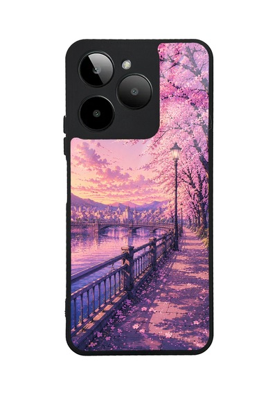 Gm Era 30 Sakura Riverside Sunset Tasarımlı Glossy Telefon Kılıfı Mavi