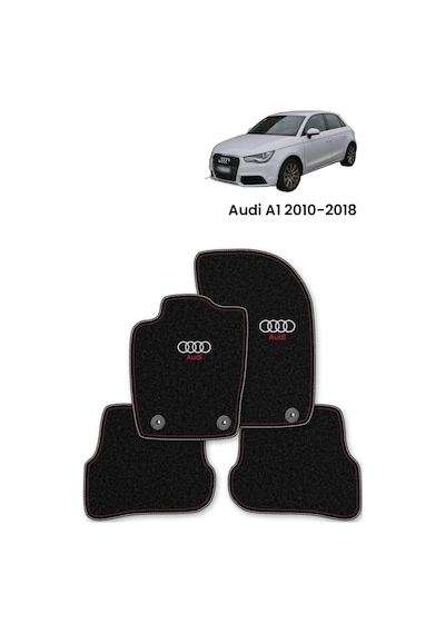 Oto Halı Paspas Audi A1 8x 2010-2018 Uyumlu Sline Sport Kaymaz & Şık Tasarım - Siyah