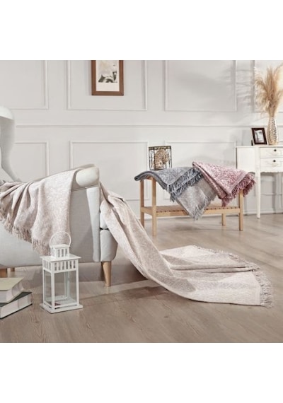Vicuna Home Pamuklu Çok Amaçlı Ebruli Koltuk / Çekyat Örtüsü Bordo