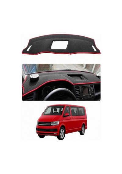 Volkswagen - Transporter T6 2015-2021 Uyumlu Torpido Koruma Kılıfı - Kırmızı Şeritli