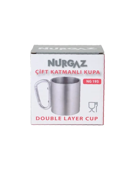 Çift Katmanlı Kupa Karabinalı Gri - Gümüş