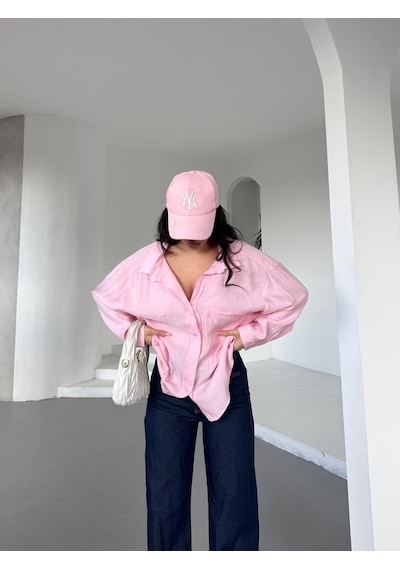 Arv Moda New Season Modal Oversize Gömlek Standart / Oversize Gömlek Pembe