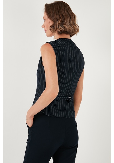 Lela Fitted-Vücuda Oturan Astarlı Klasik Dokuma Bayan Yelek 611Yl030W4 Lacivert-Beyaz Lela Fitted-Vücuda Oturan Astarlı Klasik Dokuma Bayan Yelek 611Yl030W4 Lacivert-Beyaz