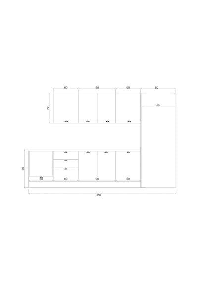 350 Cm %100 Mdf Greena White Mutfak Dolabı Beyaz 350 Cm %100 Mdf Greena White Mutfak Dolabı Beyaz