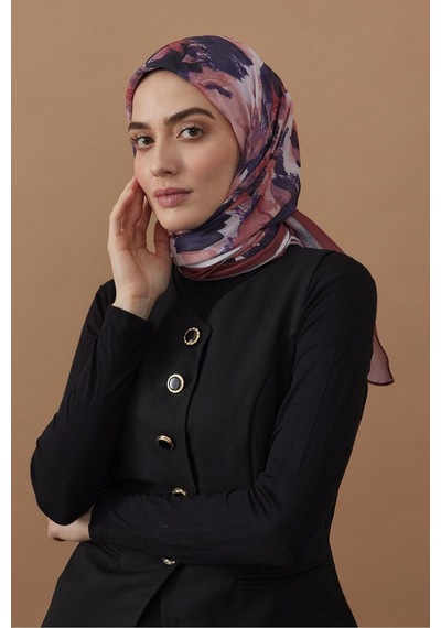 Moda Kaşmir Modakaşmir Sanatsal Desen Bambu Eşarp Koyu Marsala Çok Renkli