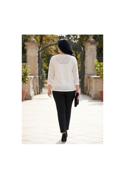 Hanezza Büyük Beden İç Badili Pamuk Dantel Bluz Beyaz - 870743463 Beyaz