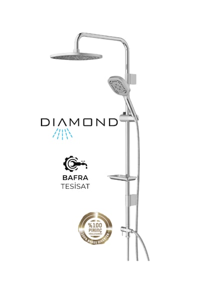 Diamond Antrasit Krom Tepe Duş Seti