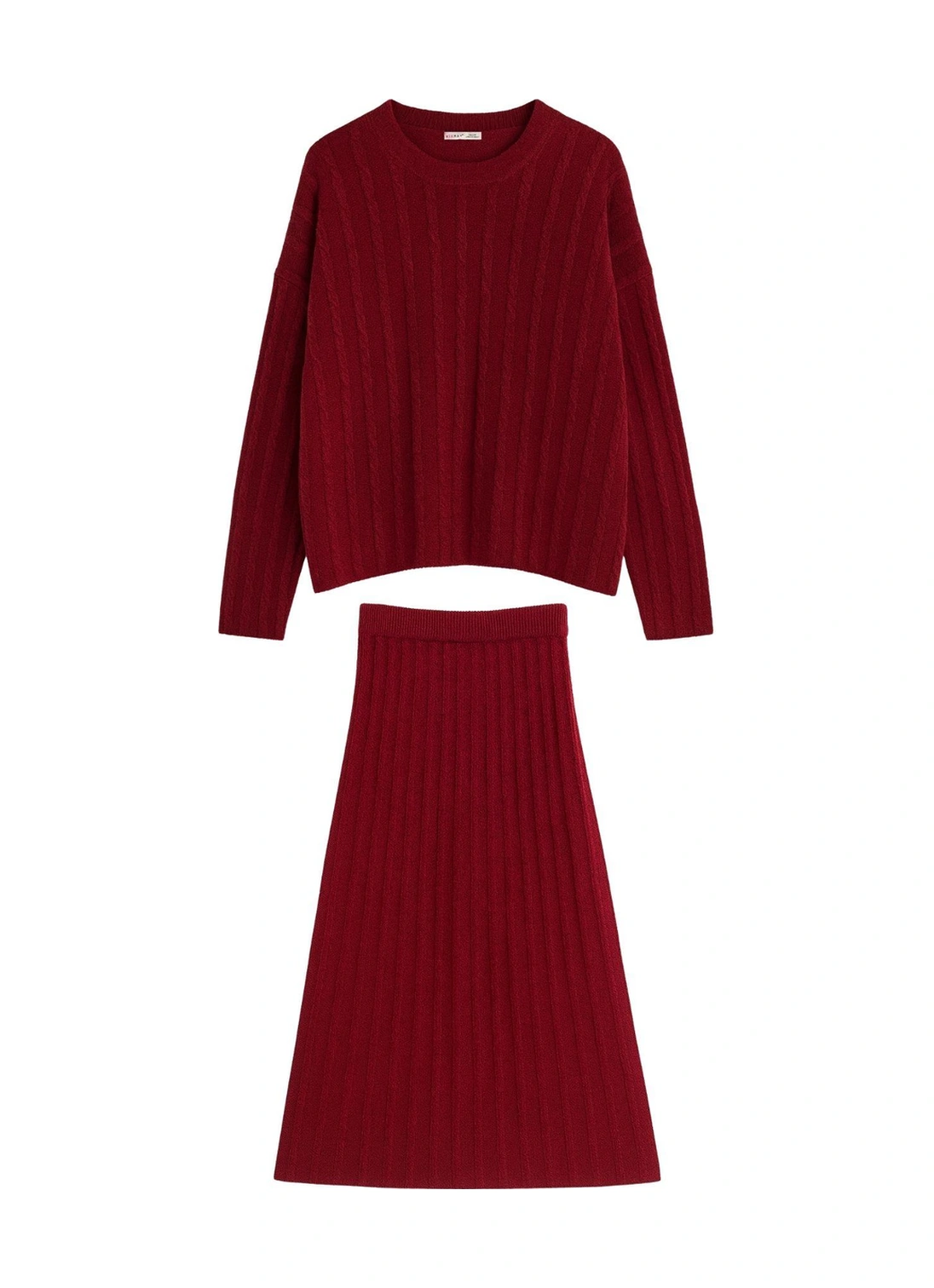 Mixray 6960 Kadın Saç Örgülü Yumuşak Dokulu Triko Alt Üst Takım Bordo Bordo