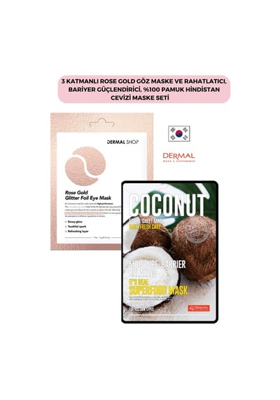 Dermal 3 Katmanlı Rose Gold Göz Maskesi + Pamuk Hindistan Cevizi Maskesi 23 G