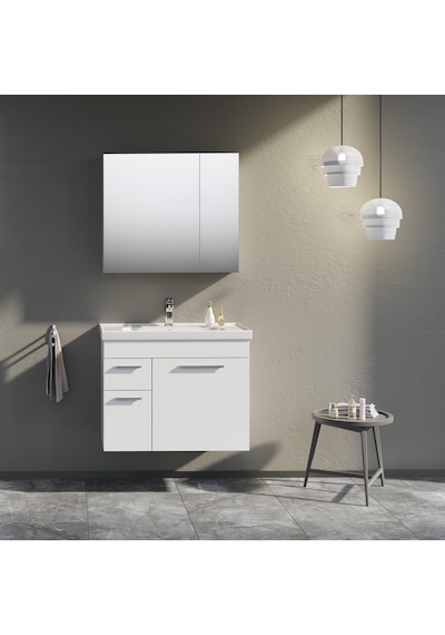 Orka Enez 80 Cm Mdf Beyaz Banyo Dolabı Takımı Beyaz Orka Enez 80 Cm Mdf Beyaz Banyo Dolabı Takımı Beyaz