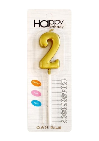 2 Yaş Gold Rakam Mum Altın Renk Doğum Günü Pasta Mumu 12 Cm Diğer