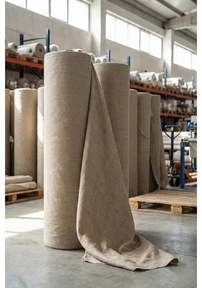 Yıkanmış Ham Naturel Keten Kumaş - 235 Cm En - Organik - Doğal - Punch - Dikiş - Döşemelik Kumaş Bej