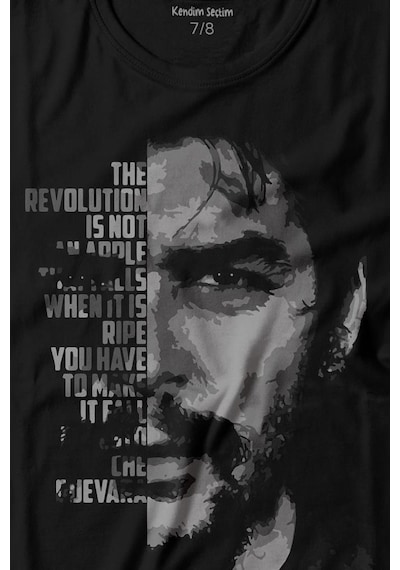 Kendim Seçtim Metal Poster Ernosto Che Guevara Hafl Face Yarım Yüz Baskılı Tişört Çocuk T-shirt 001