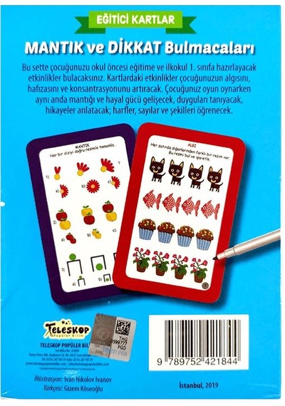 Mantık Ve Dikkat Bulmacaları Eğitici Kartlar - Etkinlik Kartları