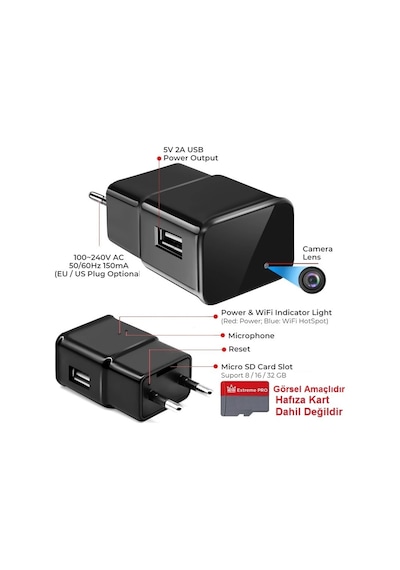 Wifi USB Adaptör Kamera (Dünyanın Her Yerinden Canlı Izlenir)