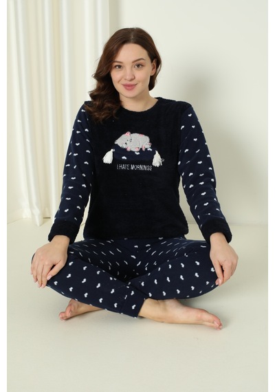 Wordex Fawn 5006 Peluş Welsoft Polar Kışlık Yumoş Kadın Pijama Takımı Uyuyan Kedili 3317 Lacivert Wordex Fawn 5006 Peluş Welsoft Polar Kışlık Yumoş Kadın Pijama Takımı Uyuyan Kedili 3317 Lacivert
