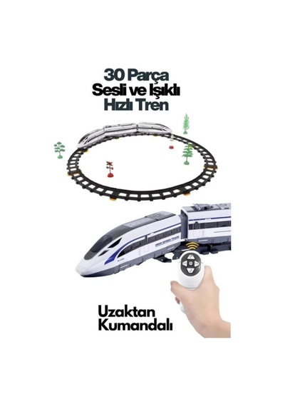 Uzaktan Kumandalı Tren Seti 30 Parça Sesli Ve Işıklı Büyük Boy Raylı Hızlı Tren Oyuncak