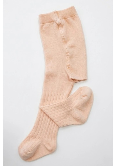 Cocole Socks Kız Bebek Külotlu Çorabı Pamuklu Somon Derby Çizgili 0-24 Ay