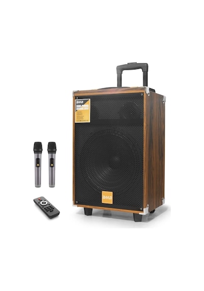 12 Inç Bluetooth Hoparlör Fm Radyo Usb, Tf, Aux, Çift Mikrofon, Kumandalı Ahşap - Bq12