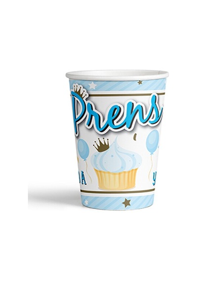 2 Paket 8 Oz Karton Bardak 1 Yaş Mavi 8'li - Parti Bardağı