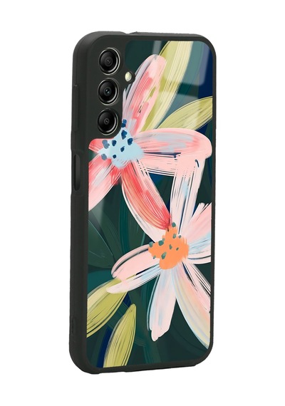Samsung Uyumlu A34 Suluboya Çiçek Tasarımlı Glossy Telefon Kılıfı Çok Renkli