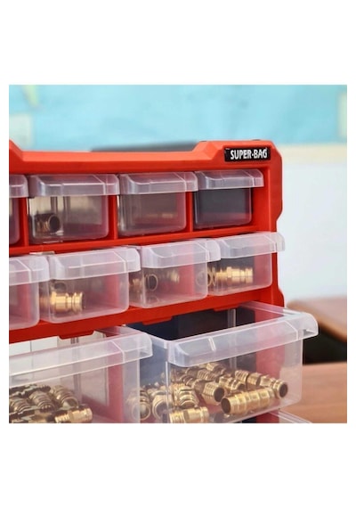 Tekreyonda Super Bag Monoblok Çekmeceli Organizer Vida Boncuk Kutusu Hobi Organizer 12 Çekmece Asr6007 Monoblok