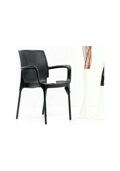 R008 Sunset Rattan Koltuk Sandalye, Plastik Ve Cam Elyaf, Beyaz, 4 Adet Çok Renkli