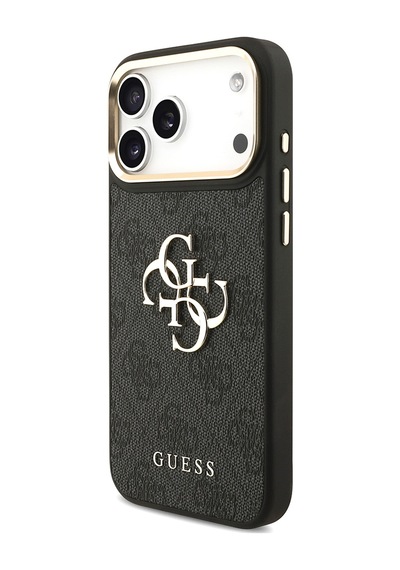 Apple iPhone Uyumlu 18 Pro Max  Kılıf Guess  Lisanslı 4g Büyük Metal Logolu Kalın Askılı Kapak Siyah