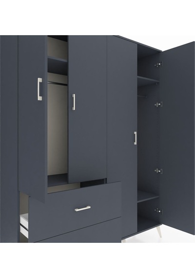 Hyperion Gardrop 4 Raflı 2 Çekmeceli 2 Askılı 176x44x221 Antrasit-antrasit Antrasit Hyperion Gardrop 4 Raflı 2 Çekmeceli 2 Askılı 176x44x221 Antrasit-antrasit Antrasit