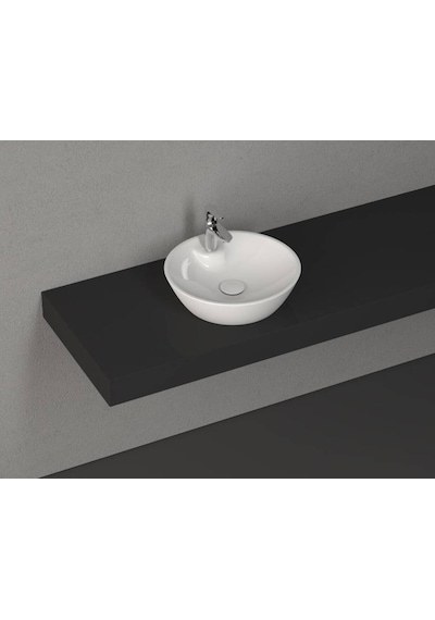 İsvea - Soluzione Tezgah Üstü Beyaz Lavabo 45 Cm Batarya Banklı - 10sz65045sv Beyaz