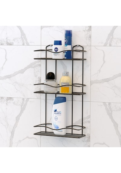 Teknotel Üç Katlı Banyo Rafı Mat Siyah Bk013 Siyah