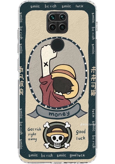 Redmi Note 9 Uyumlu One Piece Dolar Baskılı Silikon Kılıf Renkli