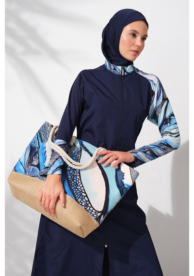 Pierre Cardin Uzunkollu Fermuarlı Tesettür Mayo Desenli 231913 Çok Renkli Pierre Cardin Uzunkollu Fermuarlı Tesettür Mayo Desenli 231913 Çok Renkli